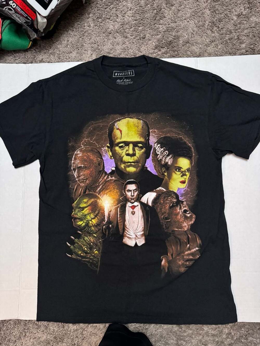 Rock Rebel Universal Monsters Full Color Character Collage T-Shirt